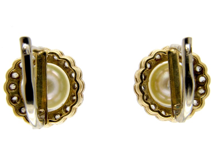 Pearl & Rose Diamond Cluster Earrings