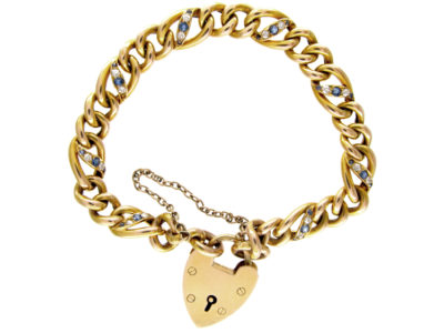 Sapphire & Diamond 18ct Gold Edwardian Curb Bracelet