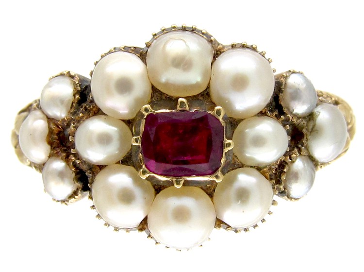 Georgian Ruby & Natural Split Pearl Ring
