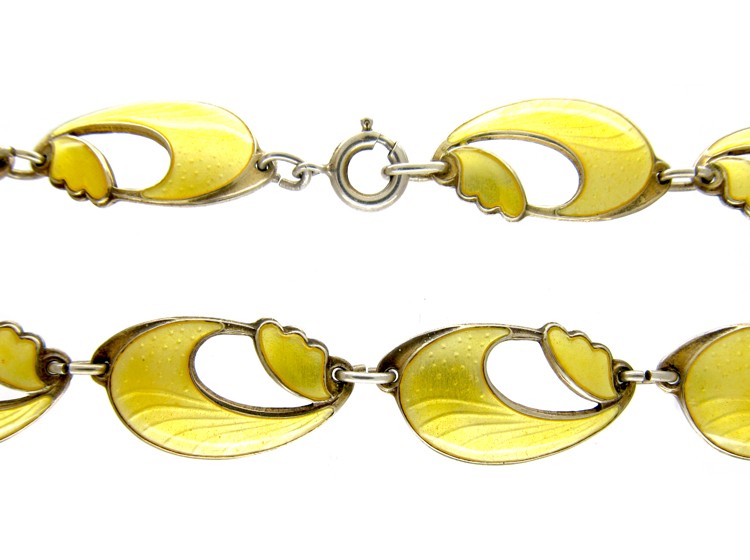 Yellow Enamel Norwegian Silver Necklace