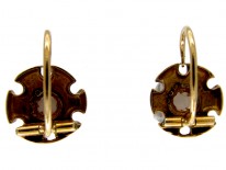 Victorian Black Enamel & Pearl 18ct Gold Earrings