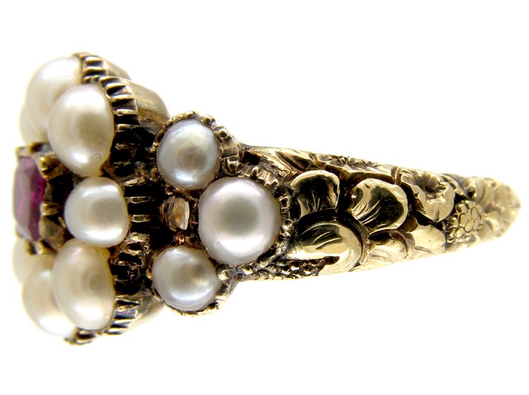 Georgian Ruby & Natural Split Pearl Ring
