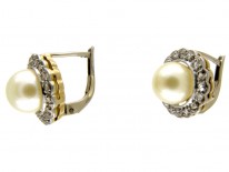 Pearl & Rose Diamond Cluster Earrings