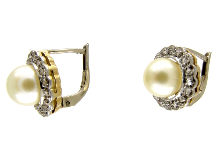Pearl & Rose Diamond Cluster Earrings