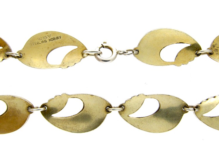 Yellow Enamel Norwegian Silver Necklace
