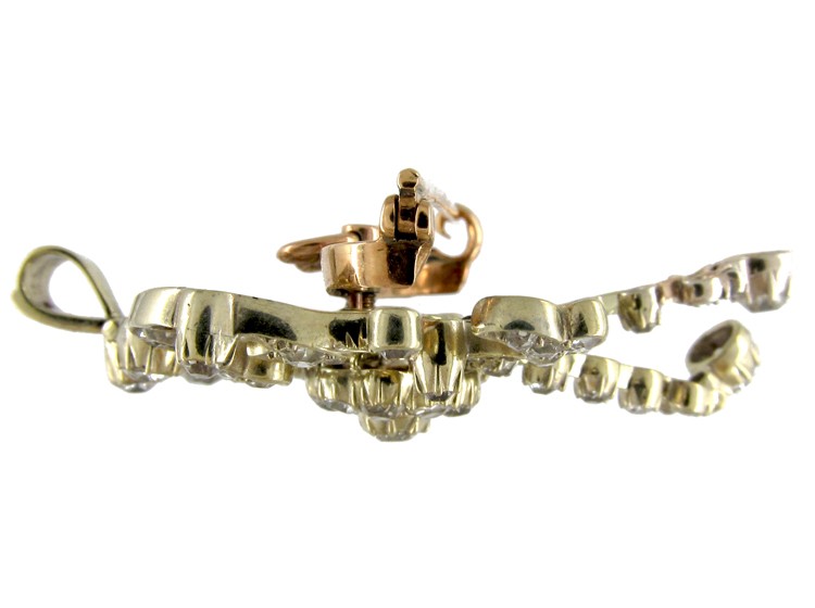 Edwardian 18ct White Gold Pendant Brooch set with Diamonds