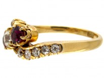Ruby & Diamond Art Nouveau Crossover Ring