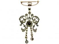 Edwardian 18ct White Gold Pendant Brooch set with Diamonds
