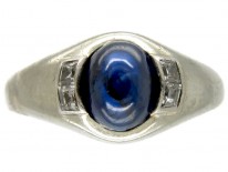 Cabochon Sapphire & Diamond Art Deco Ring