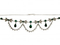 Green & White Paste & Silver Edwardian Necklace