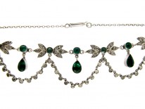 Green & White Paste & Silver Edwardian Necklace