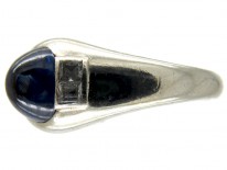 Cabochon Sapphire & Diamond Art Deco Ring