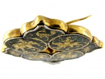 Indian Gold & Green Glass Patakbar Brooch