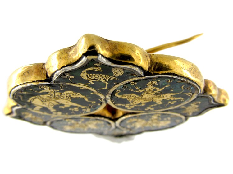 Indian Gold & Green Glass Patakbar Brooch
