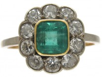 Edwardian Emerald & Diamond Cluster Ring