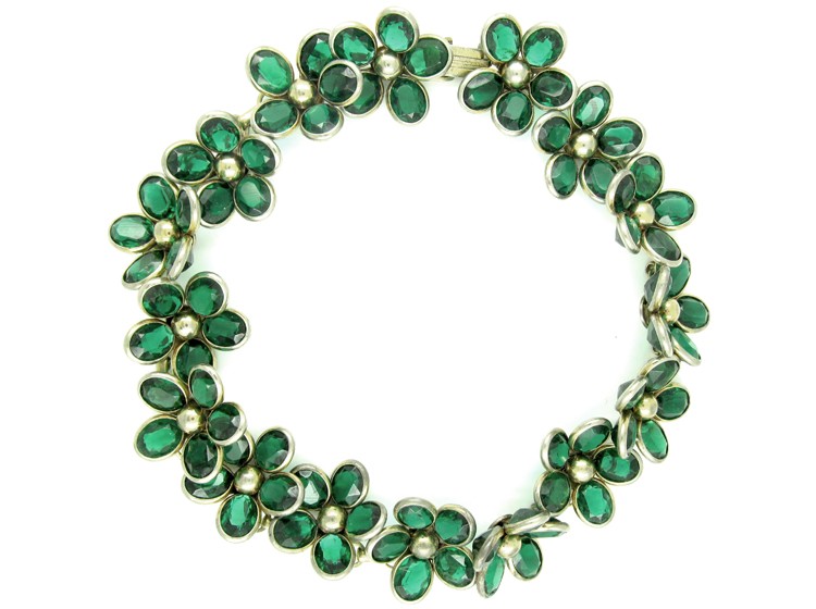 Trifari Green Paste Necklace