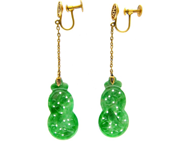 Jade & Gold Drop Earrings