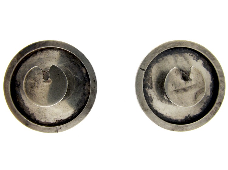 Victorian Silver & Niello Large Studs of Erotic Ladies