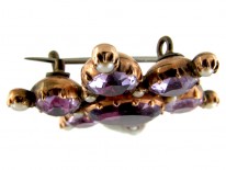 Foiled Amethyst & Natural Split Pearl Georgian Gold Brooch
