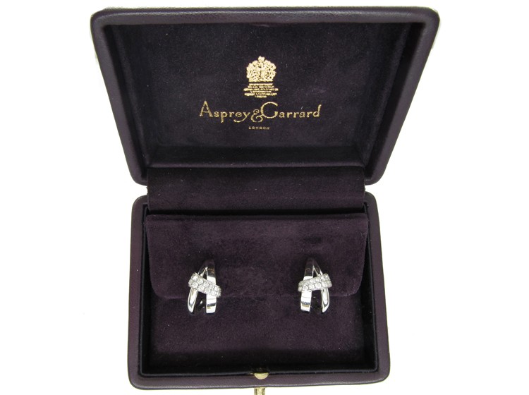 Asprey 18ct White Gold & Diamond Double Hoop Earrings