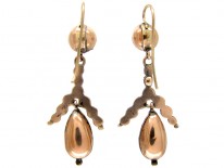 Georgian Green Paste & Pearl Gold Drop Earrings