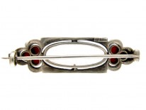 Theodor Farhner Silver, Rock Crystal, Coral ​& Marcasite Brooch
