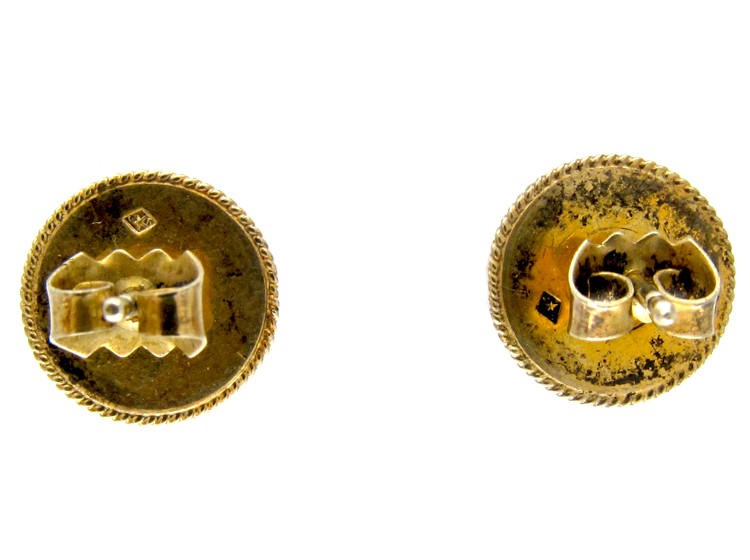 Silver Gilt & Enamel Round Earrings