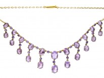 Edwardian Silver Gilt Amethyst Drops Necklace