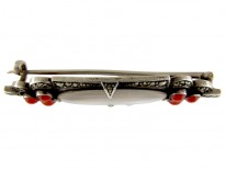Theodor Farhner Silver, Rock Crystal, Coral ​& Marcasite Brooch