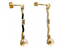 Edwardian Delicate Pearl & Diamond Drop Earrings