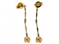Edwardian Delicate Pearl & Diamond Drop Earrings