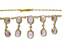 Edwardian Silver Gilt Amethyst Drops Necklace