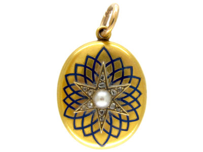 Victorian 18ct Gold, Diamond & Enamel Locket
