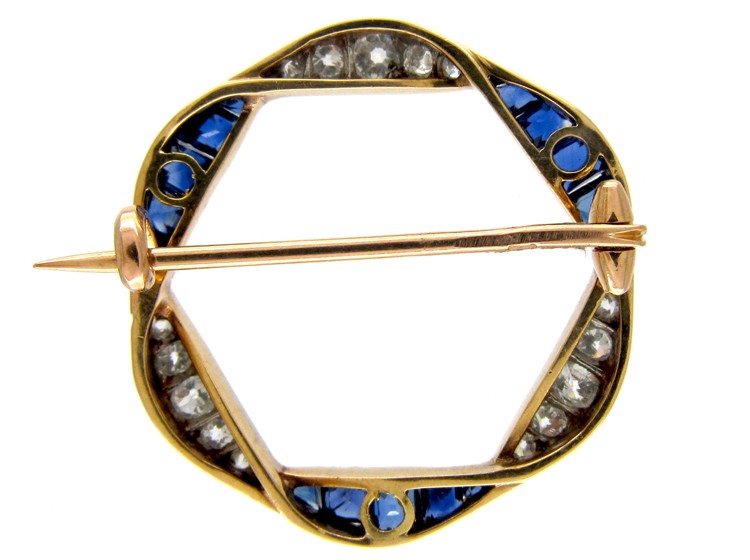 Burma Sapphire & Diamond Wreath Brooch