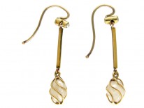 Caged Pearl Gold Drop Edwardian Earrings