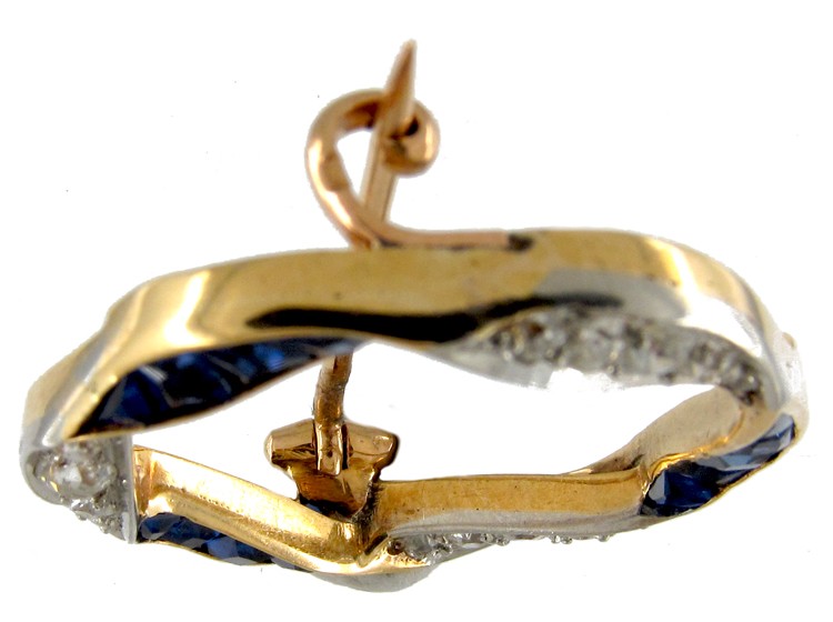 Burma Sapphire & Diamond Wreath Brooch