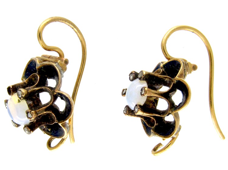 Opal & Diamond French Earrings