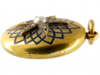 Victorian 18ct Gold, Diamond & Enamel Locket