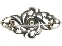 Pearl & Marcasite Silver Art Deco Brooch