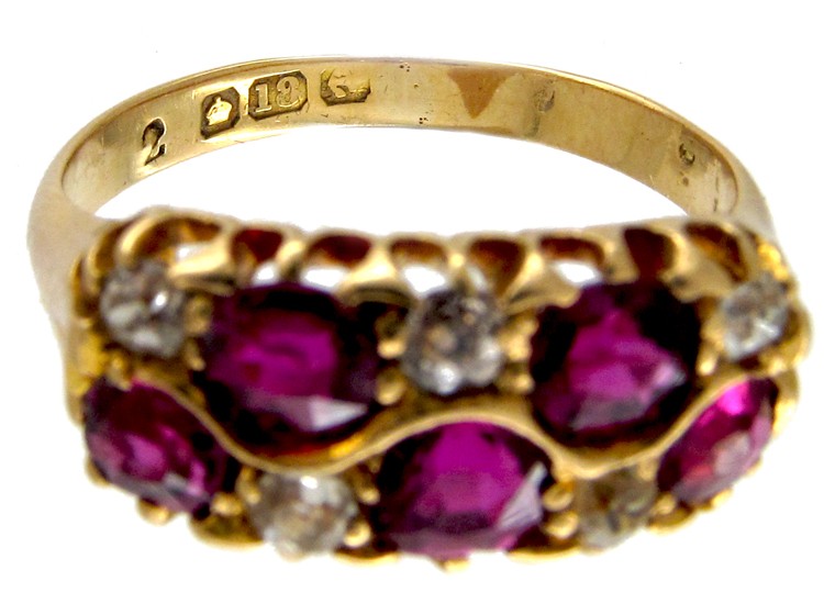 Ruby & Diamond Chequerboard Victorian Ring