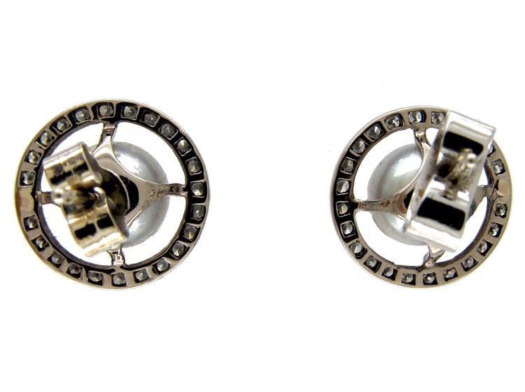 Diamond & Pearl Round Earrings