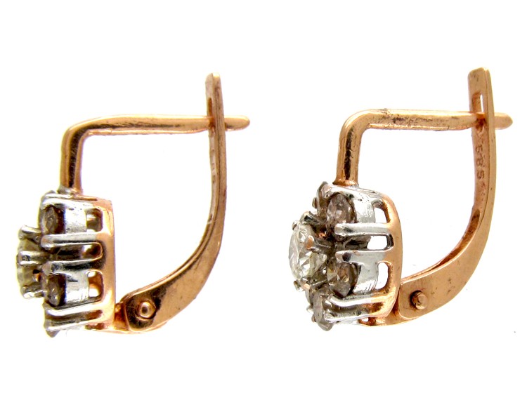 Cinnamon & White Diamond Cluster Earrings