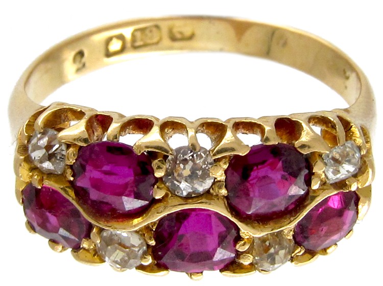 Ruby & Diamond Chequerboard Victorian Ring