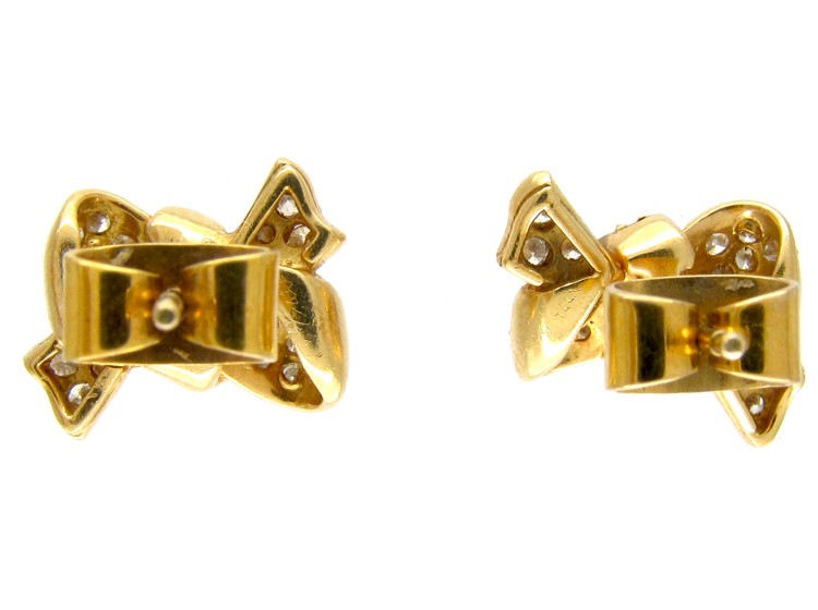 18ct Gold Diamond Bow Earrings