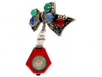 Art Deco Enamel & Marcasite Silver Watch