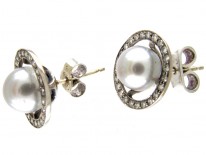 Diamond & Pearl Round Earrings
