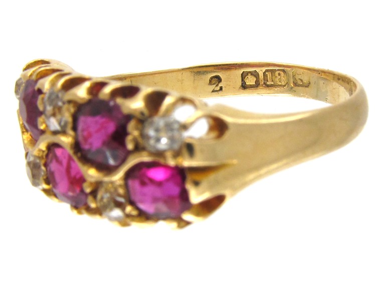Ruby & Diamond Chequerboard Victorian Ring