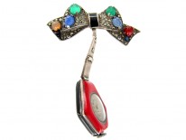 Art Deco Enamel & Marcasite Silver Watch