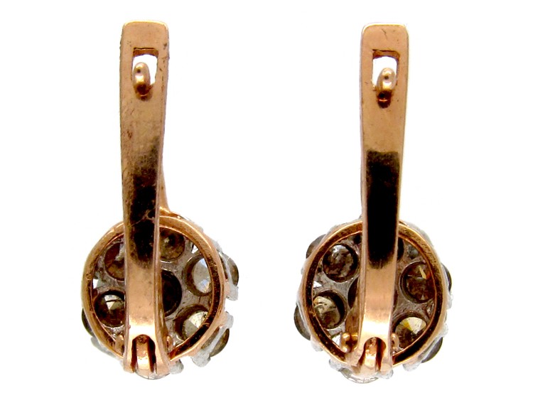 Cinnamon & White Diamond Cluster Earrings