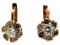 Cinnamon & White Diamond Cluster Earrings